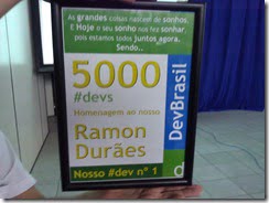 Ramon Durães, placa 5000 membros DevBrasil Ramon Durães, placa 5000 membros DevBrasil