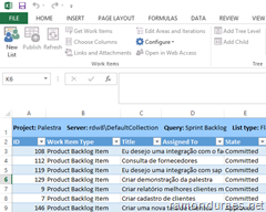 Microsoft Excel integrado ao Team Foundation Server