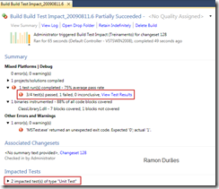 Build Test Impact Visual Studio Team System 2010